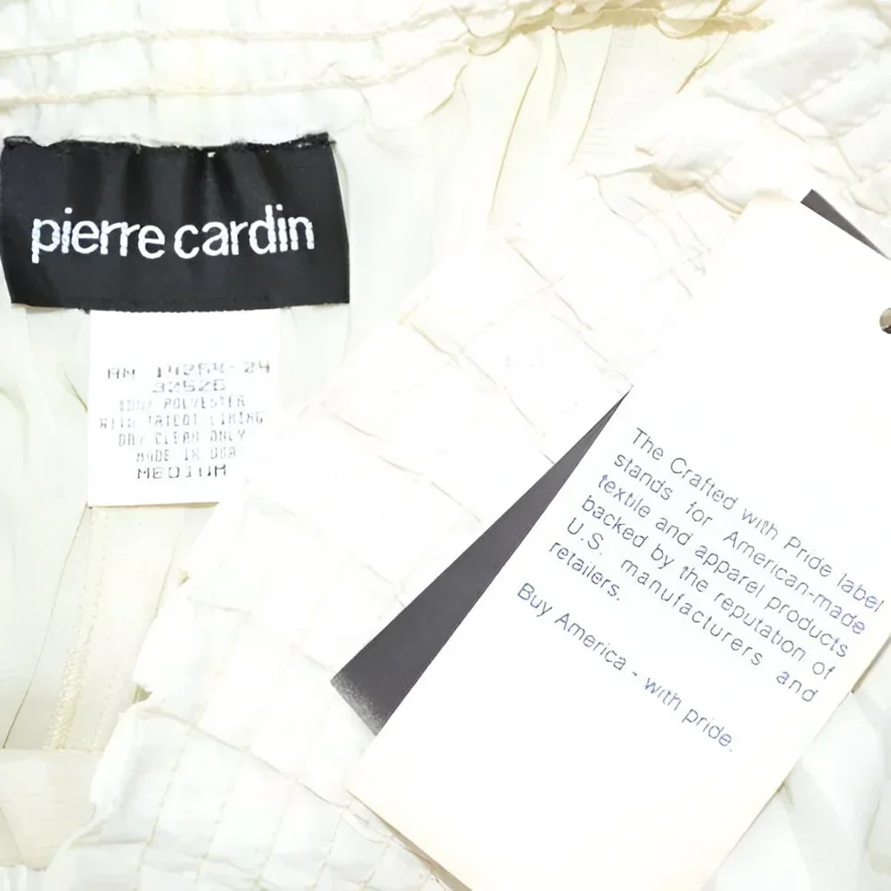 NWT Vintage Pierre Cardin Ivory Cream White Pleated Minimalist Neutral Skirt M